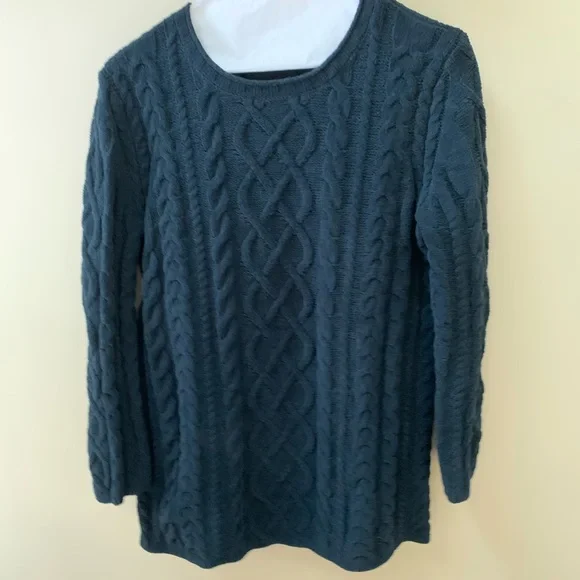 JJill Cable Knit Crewneck Sweater S Navy Blue - Picture 3 of 7